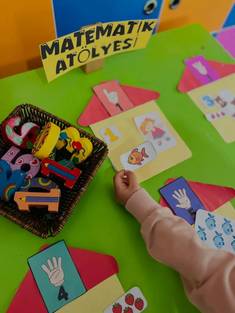Anaokulu sanat atölyesinde kullanılan materyaller