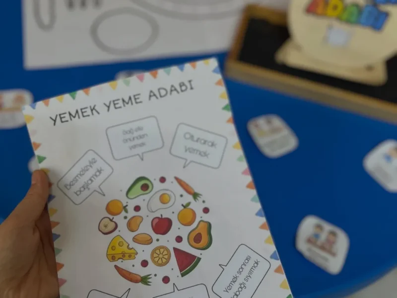 Anaokulunda sofra ve yemek adabı üzerine yapılan çalışma